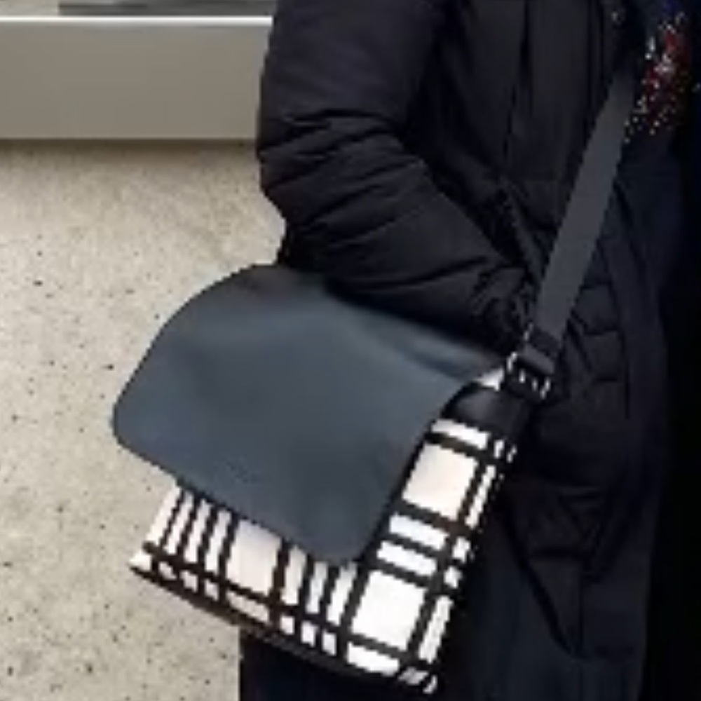 Chic Black and White Plaid Shoulder Bag by Coach